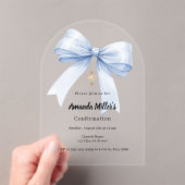Invitations En Acrylique Light blue bow girl arch luxury Confirmation (In situ (ordinateur de poche))