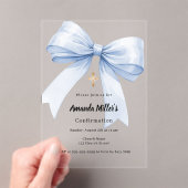 Invitations En Acrylique Light blue bow girl clear luxury Confirmation (In situ (ordinateur de poche))