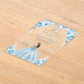 Invitations En Acrylique Light Blue & Silver Floral Princess Quinceañera (Poser)