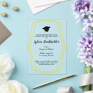 Invitations En Acrylique Lignes de Graduation Gold - Annonce Acrylique de C