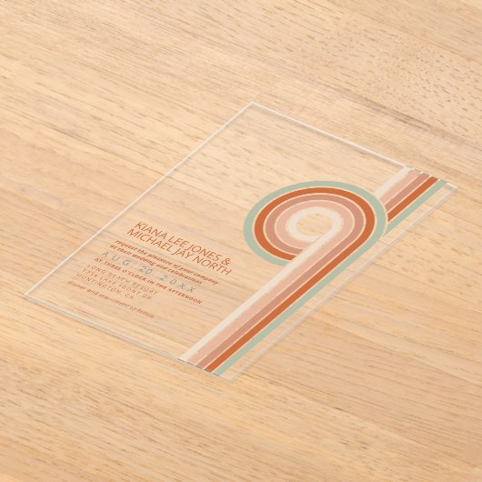 Invitations En Acrylique Lignes raffinées Mariage géométrique Terra Cotta I (Poser)