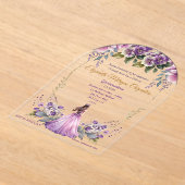 Invitations En Acrylique Lilac Lavender Floral Quinceañera (Poser)