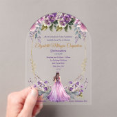 Invitations En Acrylique Lilac Lavender Floral Quinceañera (In situ (ordinateur de poche))