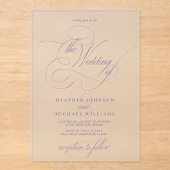 Invitations En Acrylique Lilac Lavender Moderne Calligraphie Mariage classi (Recto)