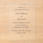 Invitations En Acrylique Linda Simple Mariage moderne (Recto)