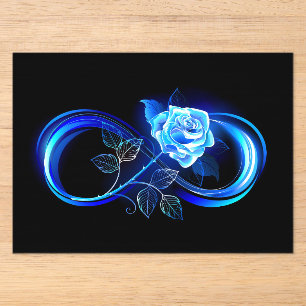 Invitations En Acrylique L'infini lumineux avec une rose bleue