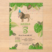 Invitations En Acrylique Lion Jungle Fête Animaux Fête Anniversaire (Recto)
