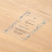 Invitations En Acrylique little blue watercolor flowers Baptism (Poser)