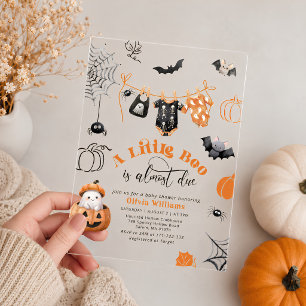 Invitations En Acrylique Little Boo est prévu Garçon Linge bébé shower