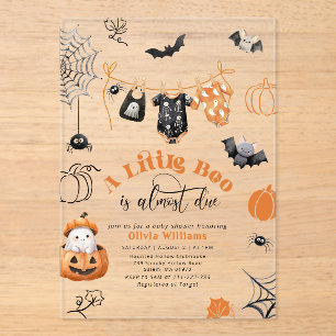 Invitations En Acrylique Little Boo est prévu Garçon Linge bébé shower