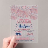 Invitations En Acrylique Little Firecracker 4 juillet 1ère fête d'anniversa (In situ (ordinateur de poche))