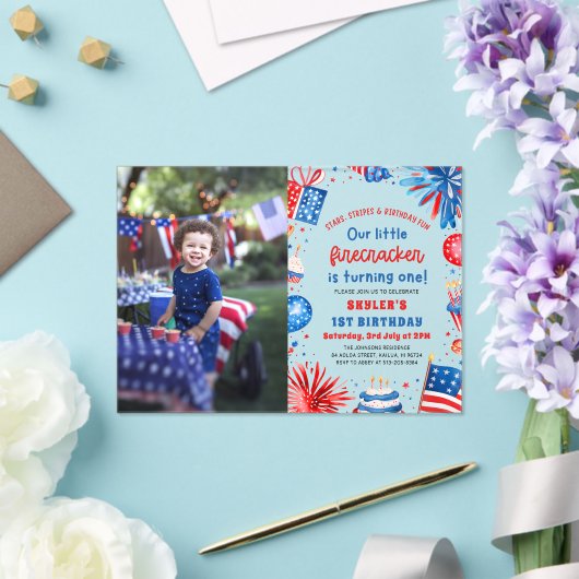 Invitations En Acrylique Little Firecracker 4 juillet 1ère fête d'anniversa (Insitu (Mariage))