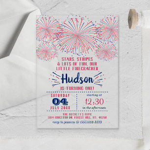Invitations En Acrylique Little Firecracker 4 juillet 1ère fête d'anniversa