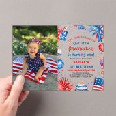 Invitations En Acrylique Little Firecracker 4 juillet 1ère fête d'anniversa (In situ (ordinateur de poche))