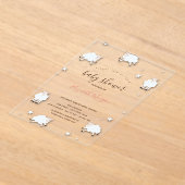 Invitations En Acrylique Little Lamb Sheeps Cloud Stars Baby Shower  (Poser)