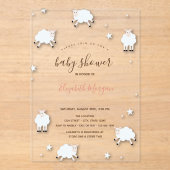 Invitations En Acrylique Little Lamb Sheeps Cloud Stars Baby Shower  (Recto)
