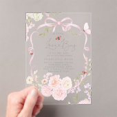 Invitations En Acrylique Little Love Bug Pink Bow Baby Shower (In situ (ordinateur de poche))