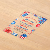 Invitations En Acrylique Little Miss Firecracker 4 juillet 1er anniversaire (Poser)