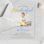 Invitations En Acrylique Little Mister Onederful Photo 1er anniversaire<br><div class="desc">Célébrez en style avec ces invitations branchées à l'occasion du 1er anniversaire. Le design est facile à personnaliser avec votre propre photo et le libellé de l'événement spécial et vos invités seront ravis quand ils reçoivent ces invitations fabuleux.</div>