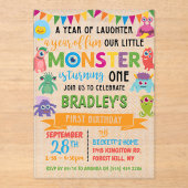 Invitations En Acrylique Little Monster 1er anniversaire (Recto)