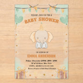 Invitations En Acrylique Little Peanut Dreams - Baby shower d'éléphants (Recto)