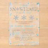 Invitations En Acrylique Little Snowflake Boys Baby shower d'hiver (Recto)