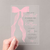 Invitations En Acrylique Little Sweetheart Elegant Pink Bow Birthday Party (In situ (ordinateur de poche))
