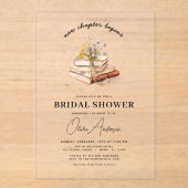 Invitations En Acrylique Livre fleur sauvage Nouveau chapitre commence Fête (Recto)