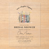 Invitations En Acrylique Livre fleur sauvage Nouveau chapitre commence Fête (Recto)