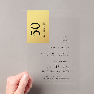 Invitations En Acrylique Logo Bloc de Couleur Or Fête d'Anniversaire d'Affa