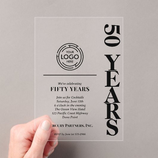 Invitations En Acrylique Logo d'anniversaire d'affaires moderne (In situ (ordinateur de poche))