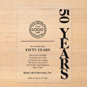 Invitations En Acrylique Logo d'anniversaire d'affaires moderne (Recto)