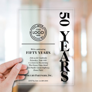Invitations En Acrylique Logo d'anniversaire d'entreprise moderne