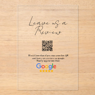 Invitations En Acrylique Logo de l'entreprise de revue Google Scan QR revie