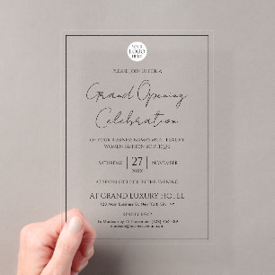 Invitations En Acrylique Logo d'entreprise personnalisé Élégant Moderne Ouv
