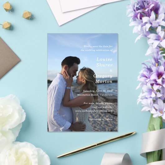 Invitations En Acrylique Louise Photo simple Mariage moderne Enregistrer la (Insitu (Mariage))