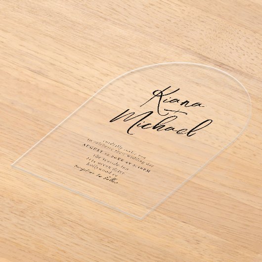 Invitations En Acrylique Love Calligraphy Mariage B&W Arch ID940 (Poser)