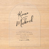 Invitations En Acrylique Love Calligraphy Mariage B&W Arch ID940 (Recto)