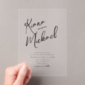 Invitations En Acrylique Love Calligraphy Mariage B&W Transparent ID940 (In situ (ordinateur de poche))