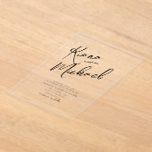 Invitations En Acrylique Love Calligraphy Mariage B&W Transparent ID940 (Poser)