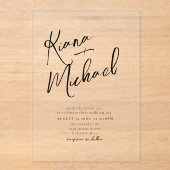 Invitations En Acrylique Love Calligraphy Mariage B&W Transparent ID940 (Recto)