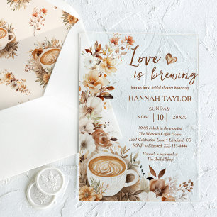 Invitations En Acrylique Love Is Brewing Café Bohème Enterrement de Vie de