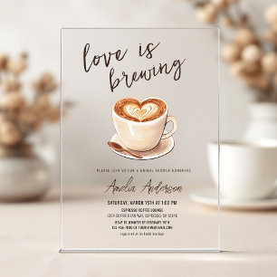 Invitations En Acrylique Love is Brewing Coffee Bridal Shower