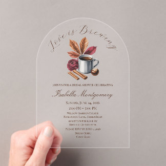 Invitations En Acrylique Love Is Brewing Cozy Rustic Coffee Bridal Shower
