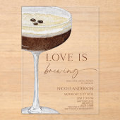Invitations En Acrylique Love Is Brewing Expresso Martini Bridal Shower (Recto)