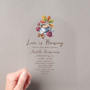 Invitations En Acrylique Love Is Brewing Rustic Coffee Shower de Mariage