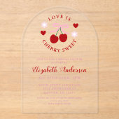 Invitations En Acrylique Love Is Cherry Sweet Bridal Shower (Recto)
