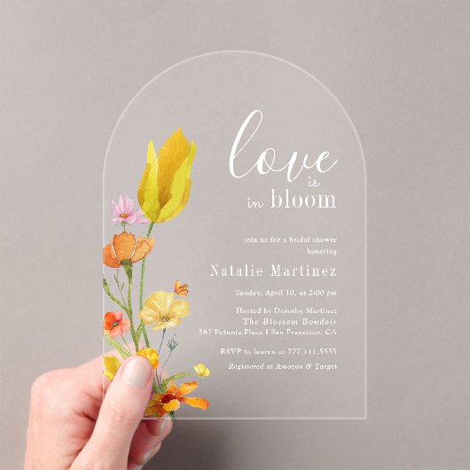 Invitations En Acrylique Love is in Bloom Spring Wildflower Bridal Shower (In situ (ordinateur de poche))