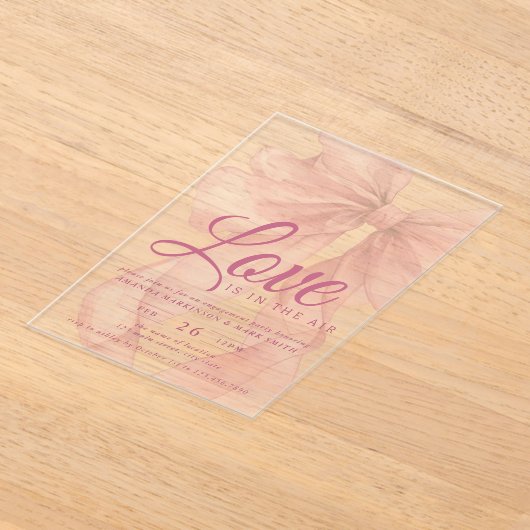 Invitations En Acrylique Love Is In The Air Bow Mauve Engagement Party (Poser)