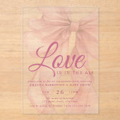 Invitations En Acrylique Love Is In The Air Bow Mauve Engagement Party (Recto)